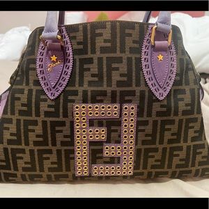 Fendi Du Jour Star Zucca Handbag Purple